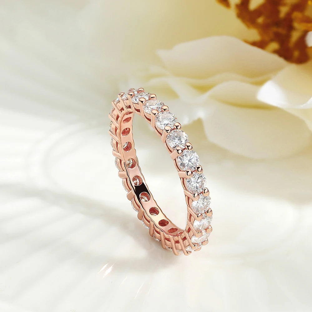 Ouro rosé-18k-Moissanite de 3mm com alta pureza e qualidade.