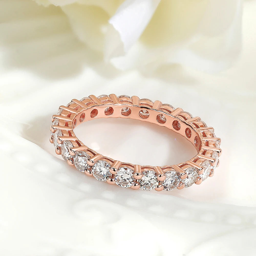 Ouro rosé-18k-Moissanite de 3mm com alta pureza e qualidade.